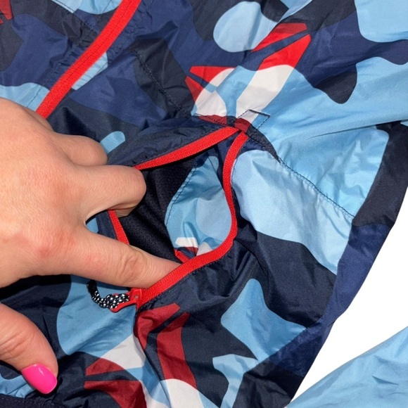 Reebok Blue Camo Boys Blocker Size 10/12 L Red Zip Lightweight Jacket Athletic - Picture 6 of 14
